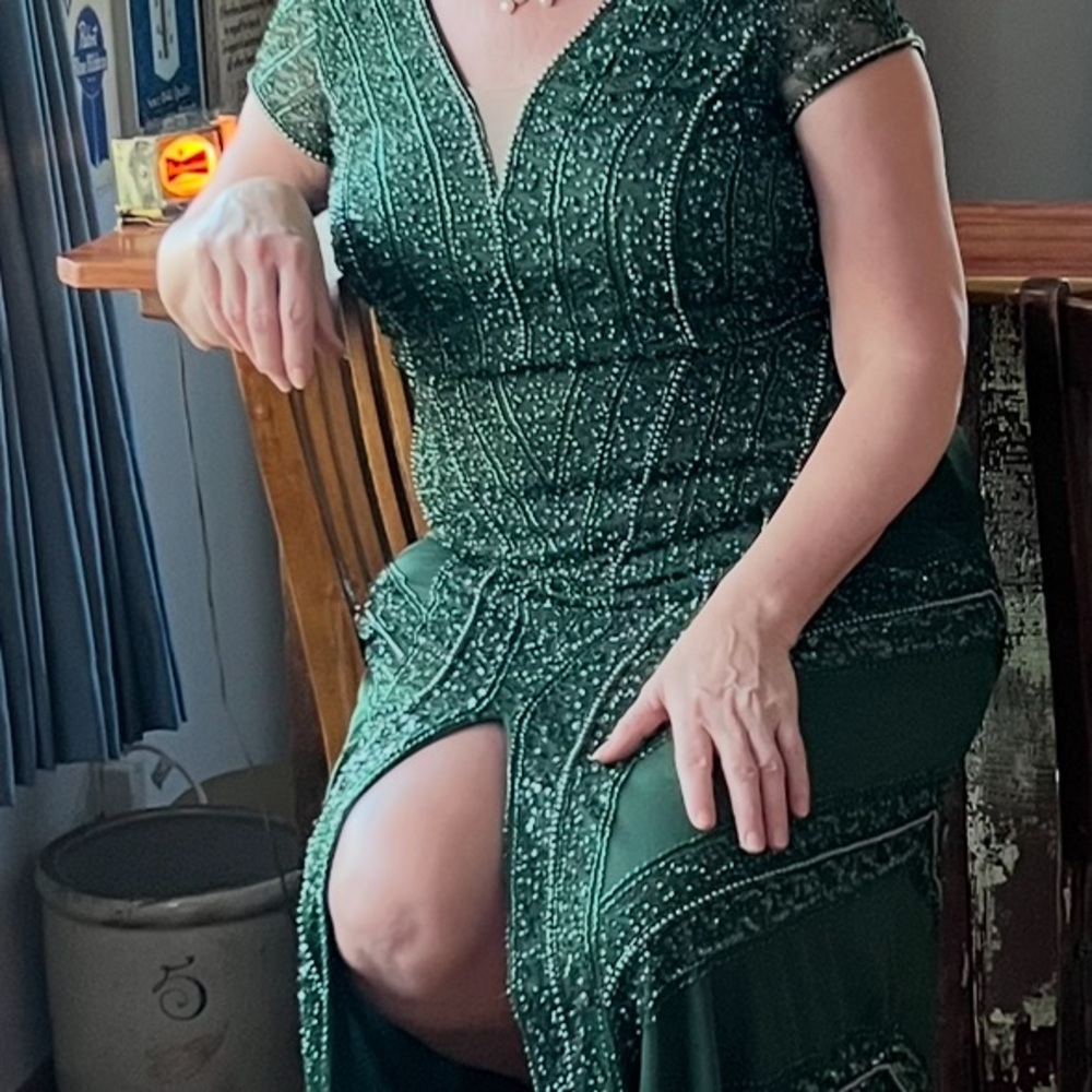 Elegant Green Beaded Dress